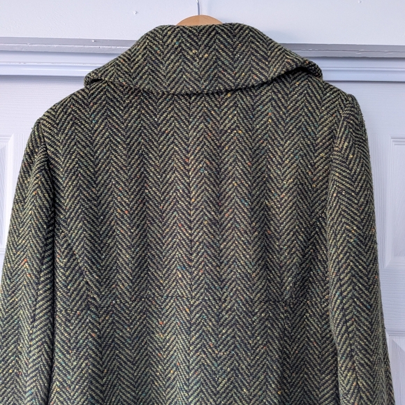 NWT Grace Elements Women's Green Herringbone Tweed Wool-blend coat Size 12 - Picture 6 of 16